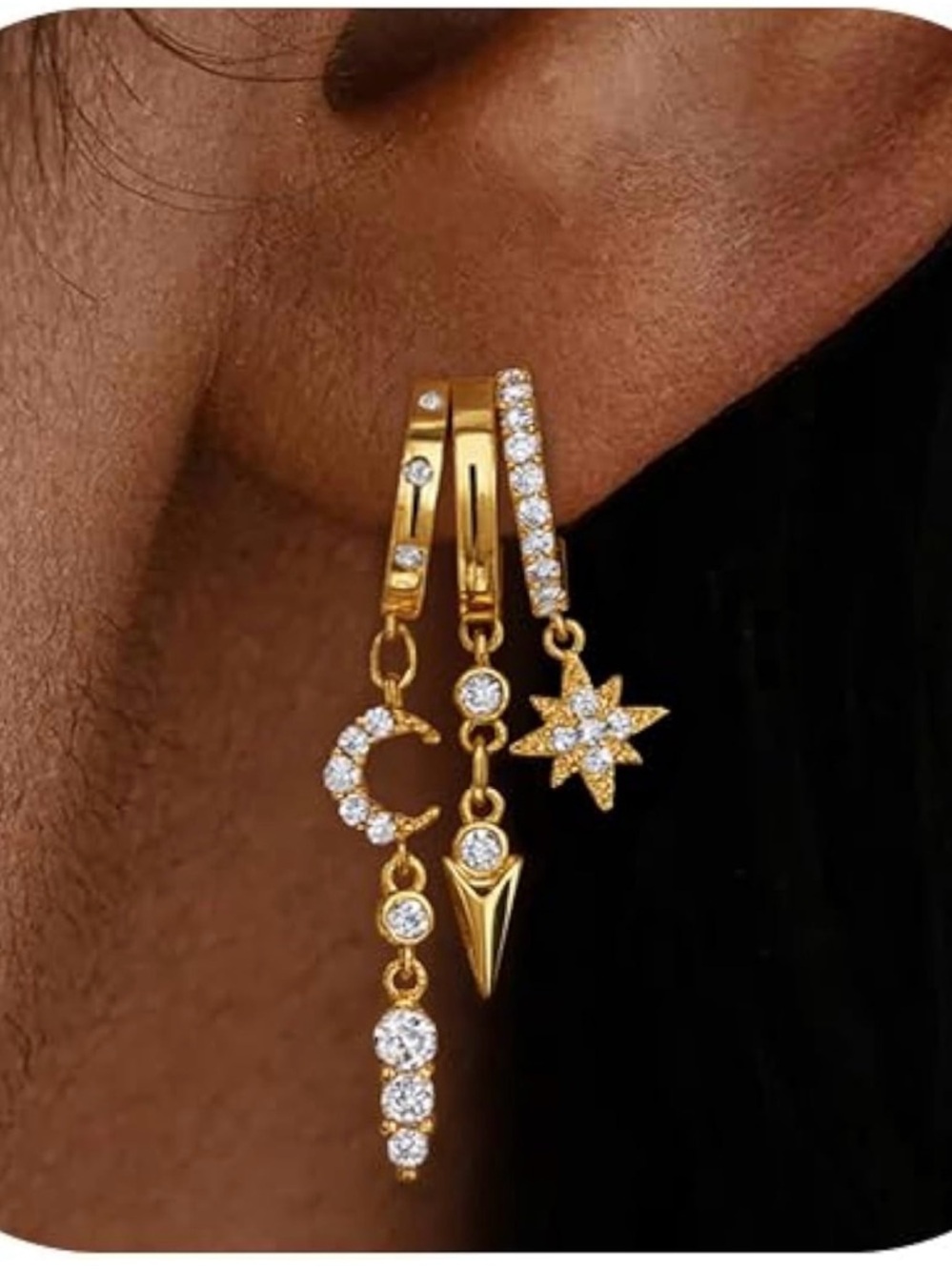 Gold Dangle Earrings for Women, 14k Gold Plated